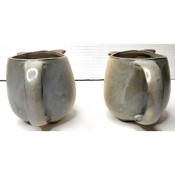 VTG UCTCI Japan Stoneware Pottery Mugs With 3D Cow Set Of 2 Anthropomorphic - Picture 3 of 11